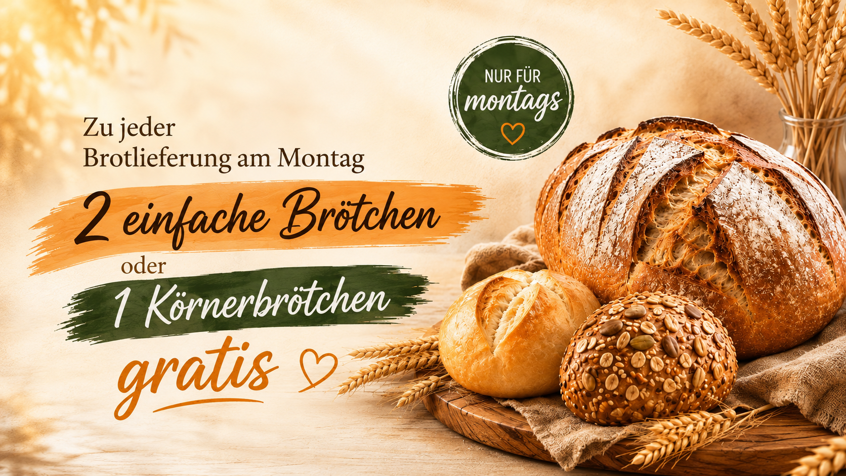 Montagsangebot mit Brot und Brötchen